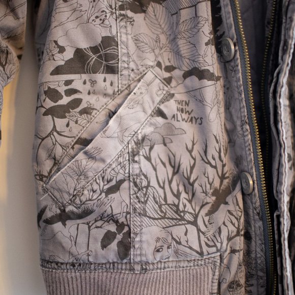 Gray Aritzia TNA Jacket with Black Doodle Drawings - Picture 2 of 7